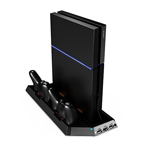 Magas Minőségű Multifunkcionális Tartós PS4 Függőleges Állvány w Hűtés/ Turbo Bázis Rajongók, Dual USB Hub & USB Töltő Port