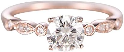 Rose Arany Gyémánt Gyűrű Gyémánt Eljegyzési Női Hercegnő Cirkon Személyre szabott Gyűrűk Férfi Gyűrű Csomag (Rose Gold, 6)