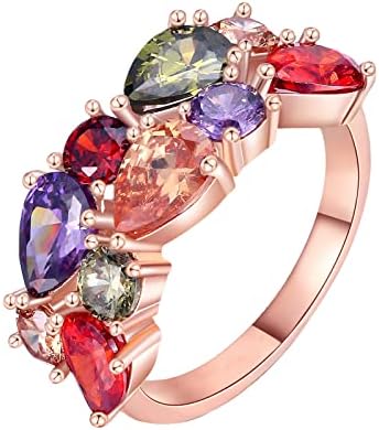 2023 Új Szivárvány Gyűrű, Esküvői Zenekar, a Nők Szivárvány Több Szín Létre-Drágakő Gyűrű Hidden Leaf Gyűrű (D, 9)