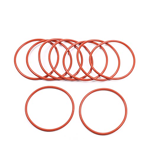 Bettomshin Szilikon O-Gyűrű, 54mm/2.12 OD, 2,4 mm/0.09 Szélesség, VMQ Pecsét Gyűrű Tömítés, Piros 10db