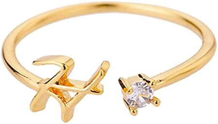 Vaskos Gyűrűk Csomag Arany Személyre szabott Strasszos 26 Kezdeti Gyűrű, Ékszerek, Személyre szabott Eredeti Levél Nyitott