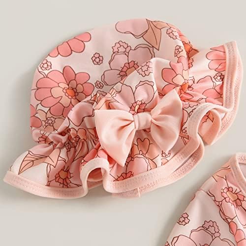 Csecsemő Kisgyermek Kislány Egyrészes Fürdőruha Virágos/Flamingo Nyomtatás Cipzár Hosszú Ujjú Fodros Fürdőruha Fürdőruha