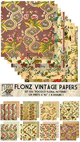 Papír Csomag (24sh 6x6) Rokokó Virágos Antik Minta FLONZ Vintage Papír Scrapbooking, valamint Kézműves