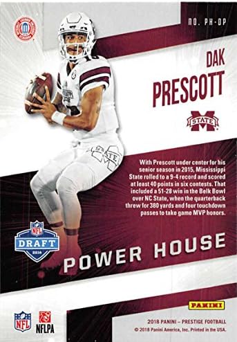 2018 Prestige NFL Erejét Ház PH-DP-Dak Prescott Mississippi State Bulldogs Panini Foci Kártya