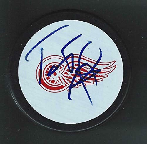 Tomas Kopecky Aláírt Detroit Red Wings Fehér Korong - Dedikált NHL Korong