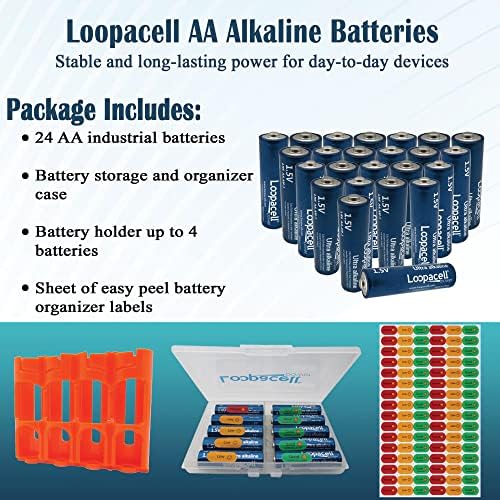 LOOPACELL AA Alkáli Elem (a Csomag 24) 1,5 V - magában Foglalja az Akkumulátor Szervező Készlet