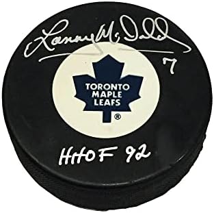 LANNY MCDONALD Aláírt Toronto Maple Leafs Puck - HHOF - Dedikált NHL Korong